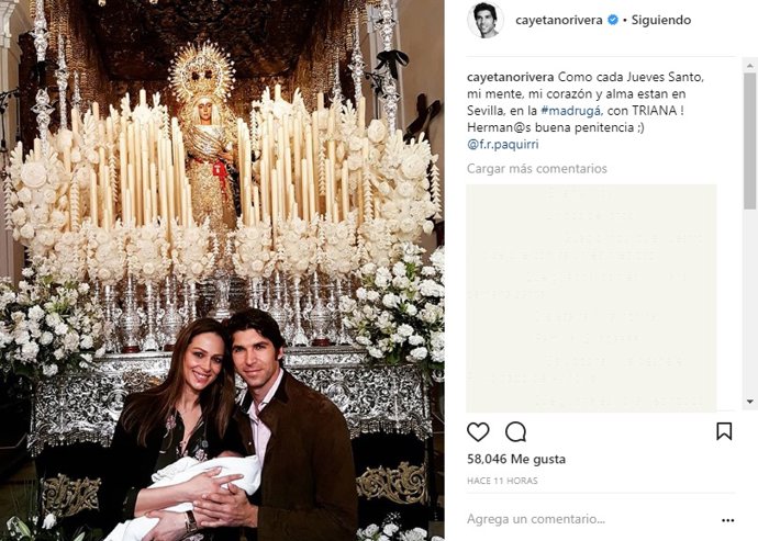 Eva González y Cayetano Rivera Primera Semana Santa en Triana con su hijo Cayeta