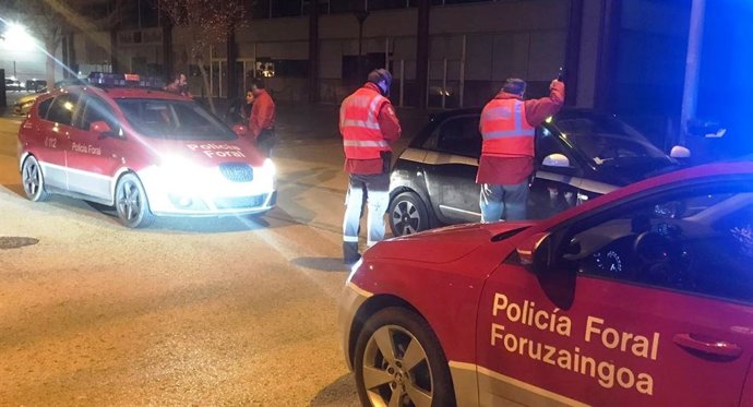 Momento de la detención del conductor francés en Tudela