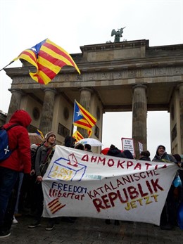 Manifestació de l'ANC a Berlín per reclamar l'alliberament d'Puigdemont