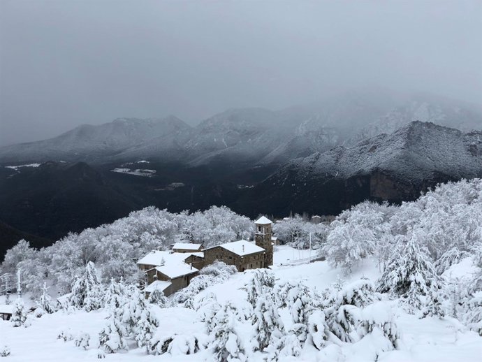 Paisaje nevado en Fígols (Barcelona)