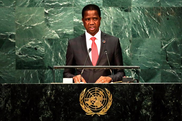 El presidente zambiano, Edgar Lungu, ante la Asamblea General de Naciones Unidas