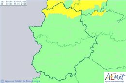 Aviso amarillo en el norte de Cáceres para el 3 de abril