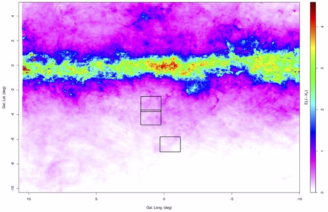 Mapa infrarrojo del interior de la Vía Láctea utilizado para el estudio