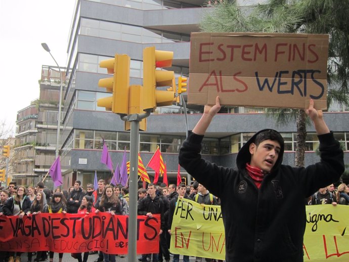 Huelga de estudiantes del pasado 27 de febrero en Barcelona