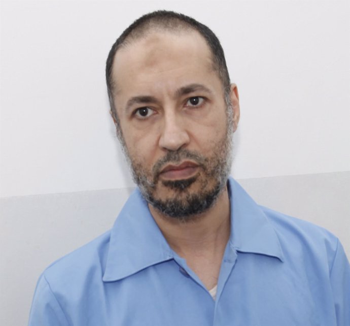 Saadi Gaddafi, son of Muammar Gaddafi, is seen inside  Al-Hadba prison in Tripol