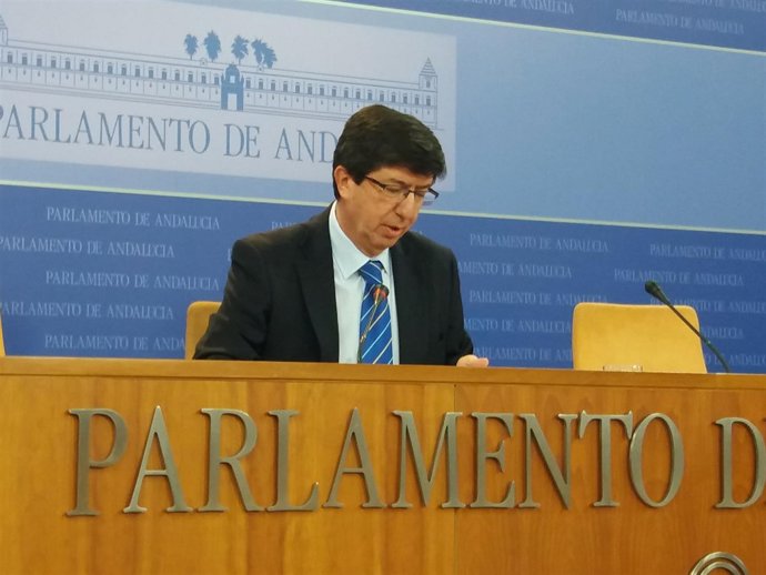 El presidente y portavoz de Cs en el Parlamento andaluz, Juan Marín
