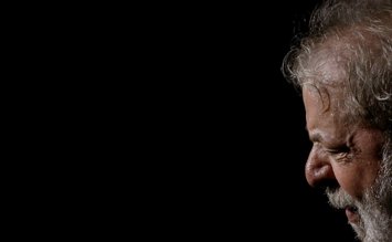 Former Brazilian President Luiz Inacio Lula da Silva addresses participants at a