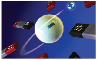 Impresión artística de un átomo de antihidrógeno