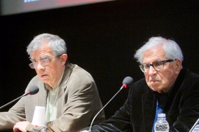 E.Riambau (Filmoteca) y P.Taviani (director)