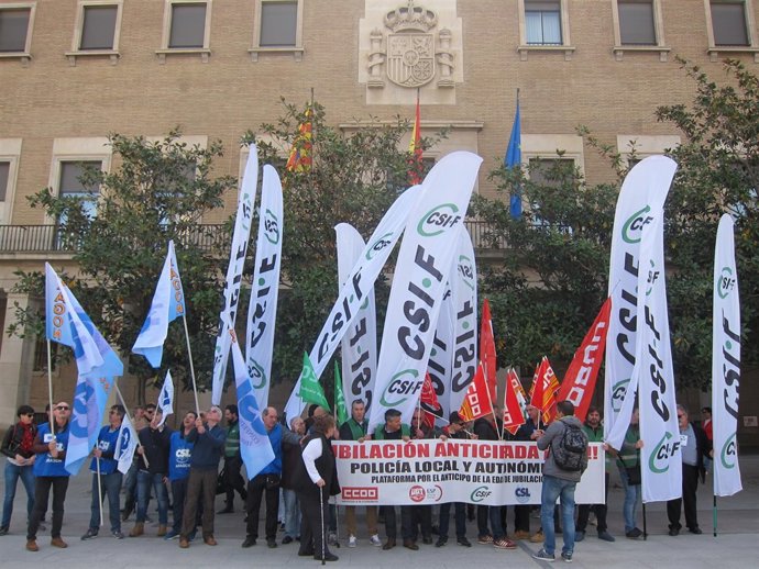 Concentración de Policías Locales de Aragón, hoy en Zaragoza