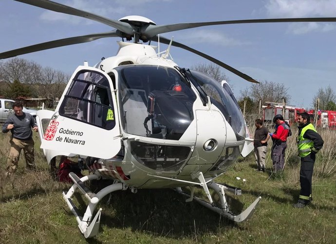 Evacuación del herido en helicóptero