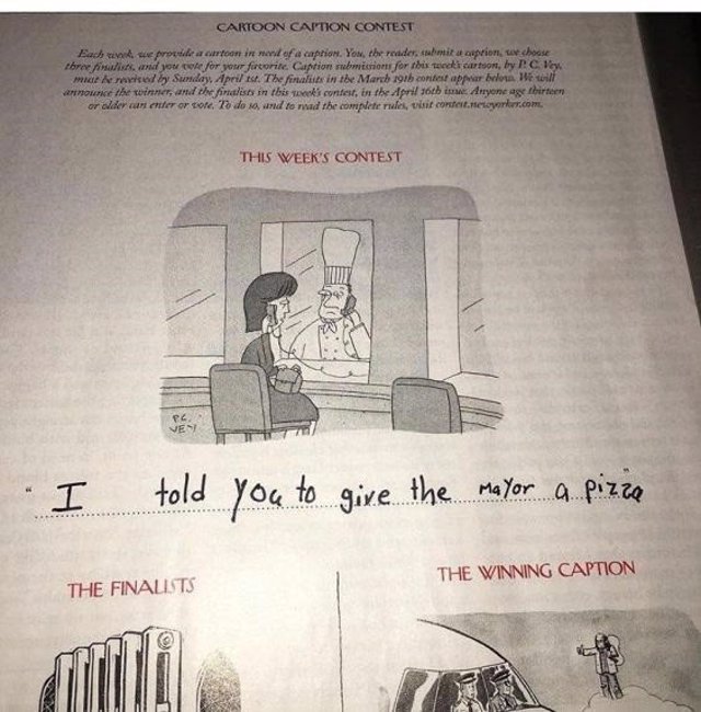 "Te Dije Que Le Mandaras Un Pizza Al Alcalde" Concurso De The New Yorker