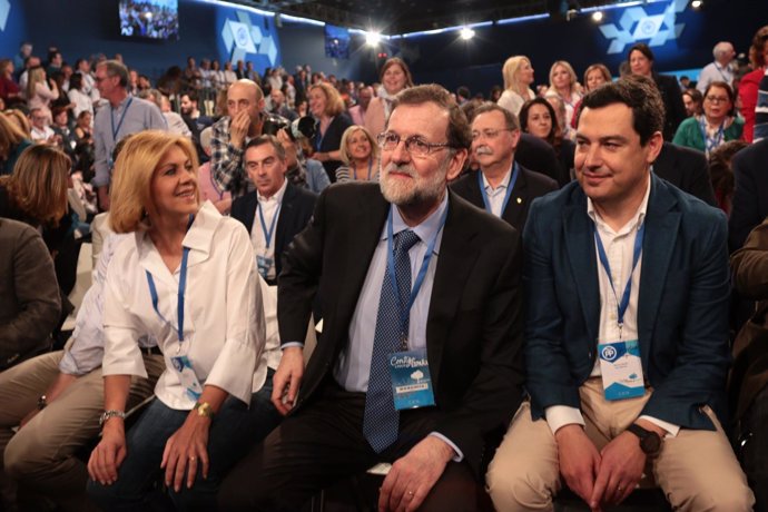 Cospedal, Rajoy y Moreno en la Convención Nacional del PP