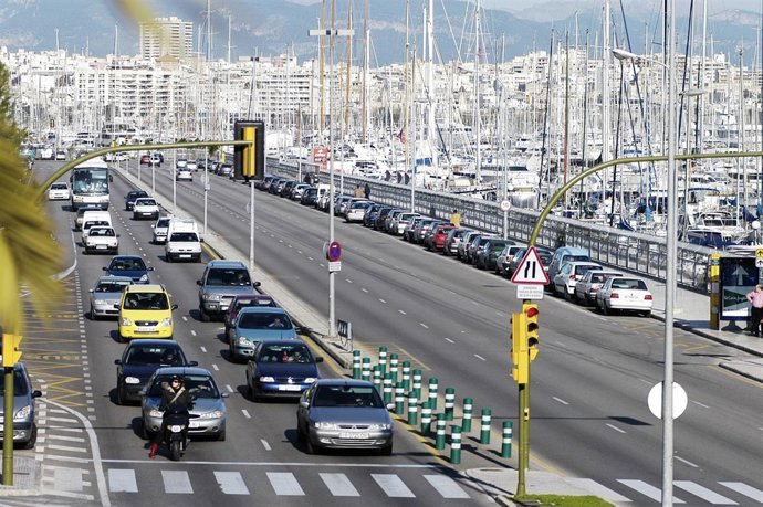 Tráfico en el Paseo Marítinmo de Mallorca