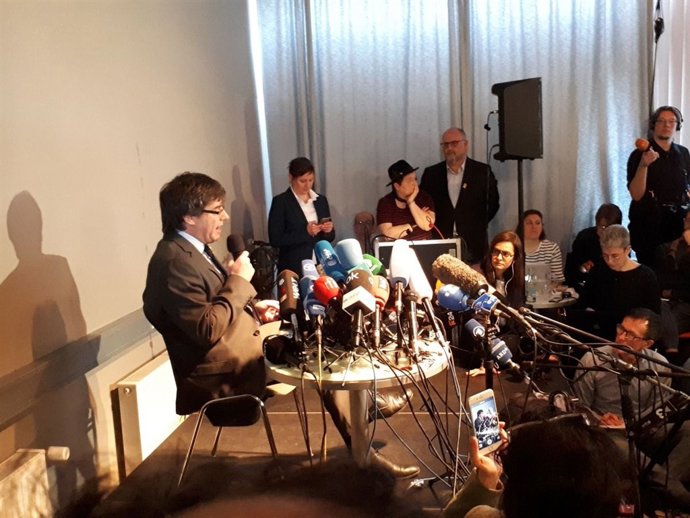 El expresidente de la Generalitat Carles Puigdemont en Berlín