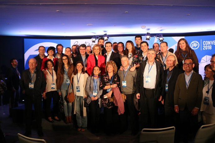 Representantes del PP de Huelva, en la Convención del PP