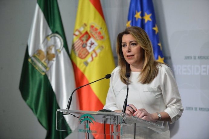Susana Díaz en rueda de prensa en el Palacio de San Telmo