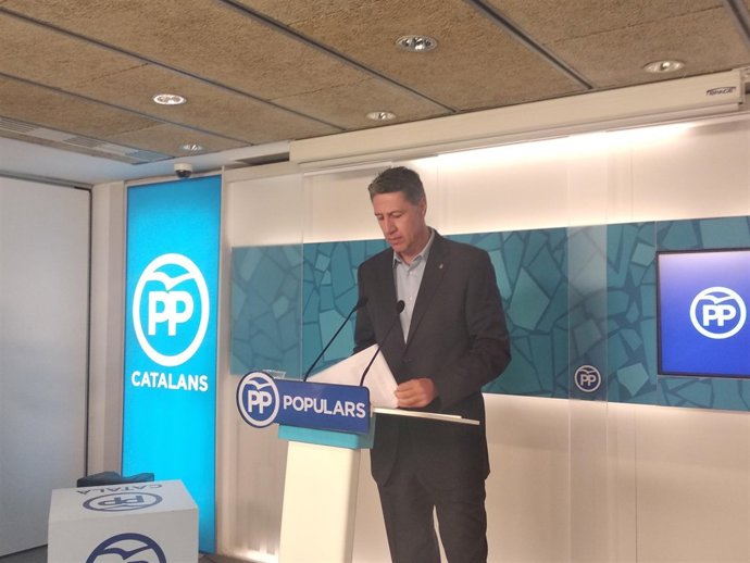 El presidente del PP catalán, Xavier García Albiol, en rueda de prensa