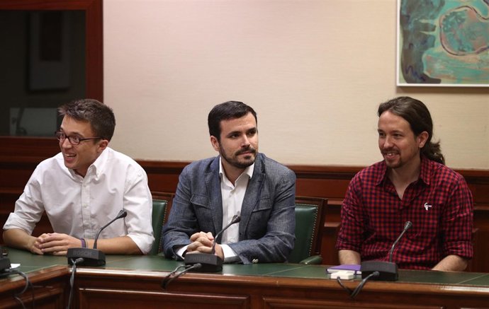 Errejón, Garzón y Pablo Iglesias en el Congreso (Archivo)