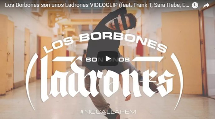 Portada del vídeoclip 'Els borbons són uns lladres'