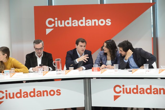 Rivera, Inés Arrimadas y Toni Roldán en la reunión del Comité Ejecutivo de Cs