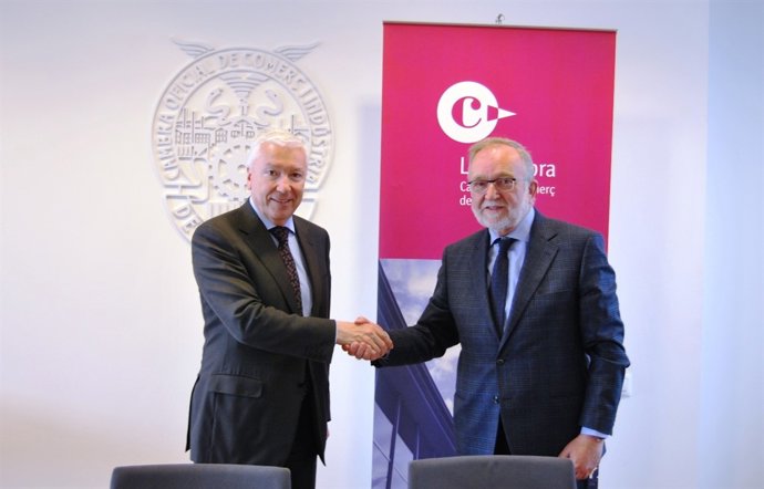 El president de la Cambra de Terrassa, Marià Galí, i el president de Fem Vallès