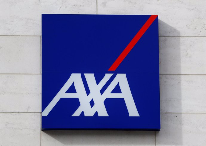 A logo of insurer Axa is seen at the entrance of the company's headquarters in B