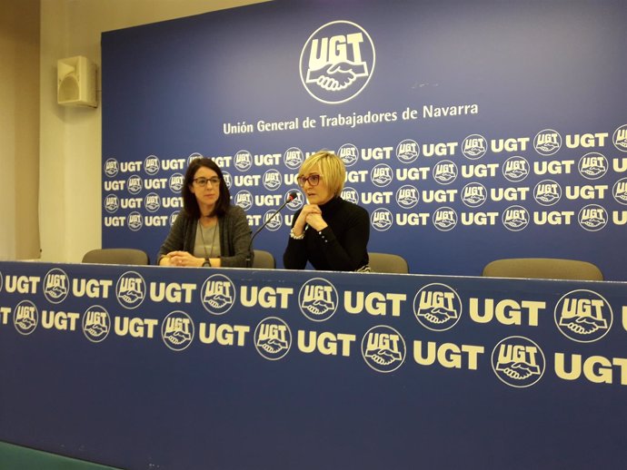 Marisol Vicente y Sandra Gracia, en rueda de prensa de UGT.