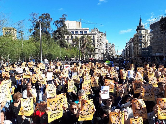 Concentración anterior en Barcelona por los presos soberanistas (Archivo)