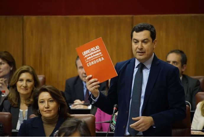 Juanma Moreno, este jueves en el Parlamento