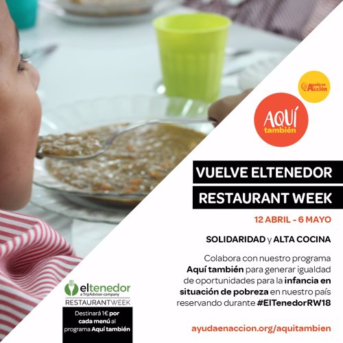  4ª Edición Solidaria De Eltenedor Restaurant Week En Beneficio De Ayuda En Acci