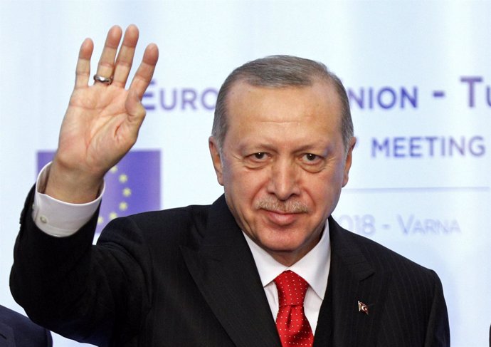 El presidente turco, Recep Tayyip Erdogan, en la cumbre con la UE en Varna