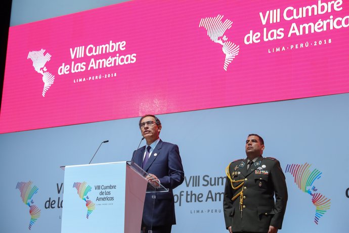 El presidente de Perú, Martin Vizcarra, en la cumbre de las Américas 2018 