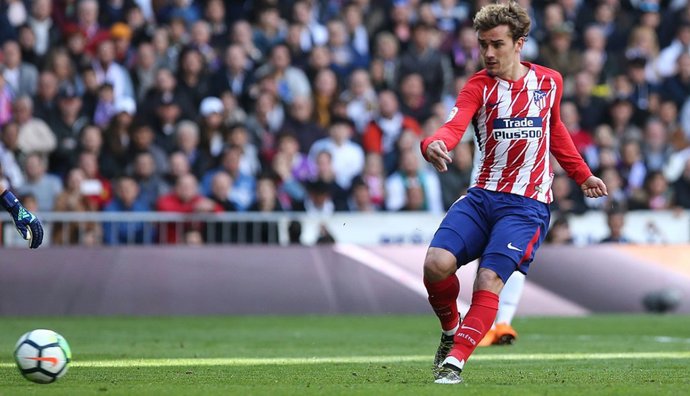 Griezmann notando el gol del Atlético