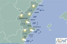 Predicción de Aemet para la Comunitat Valenciana del 15 de abril de 2018