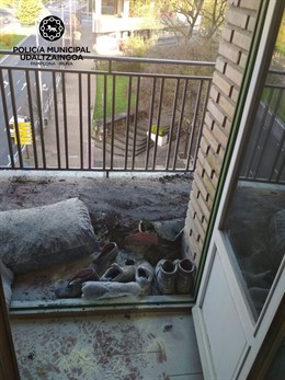 Incendio en una terraza calle Julián Arteaga de Pamplona