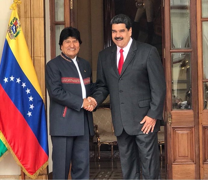 Los presidentes de Bolivia, Evo Morales, y Venezuela, Nicolás Maduro