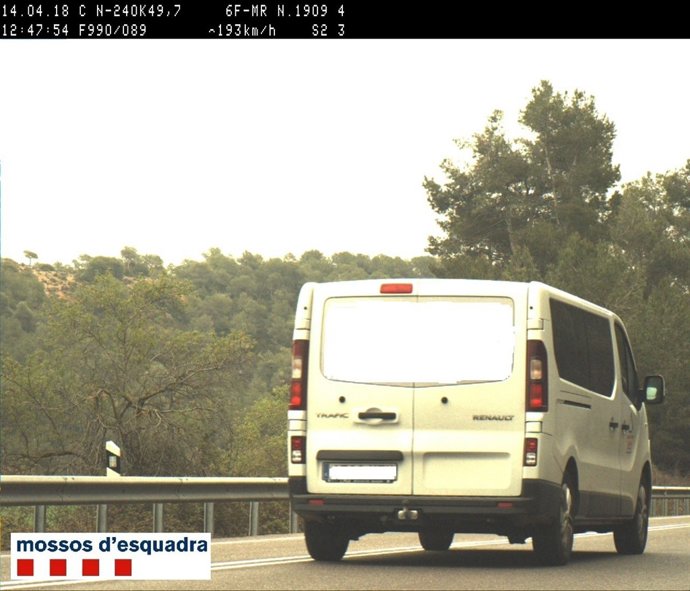 Furgoneta circulando a 193km/h en Tarrés (Lleida)