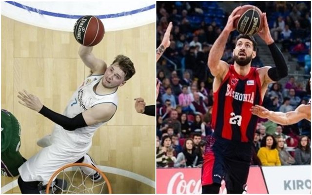 Doncic (Real Madrid) y Shengelia (Baskonia)