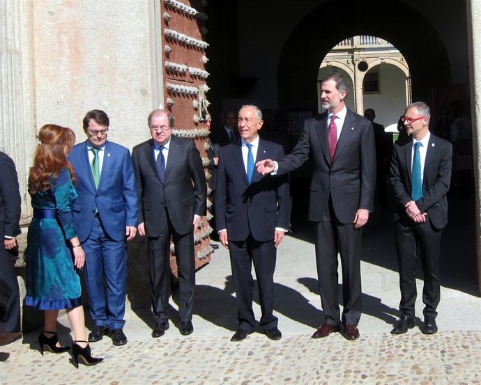 Herrera junto al presidente de Portugal y el Rey en Salamanca, 18-4-18
