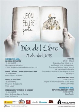 Cartel promocional del día del libro en Alcalá de Henares