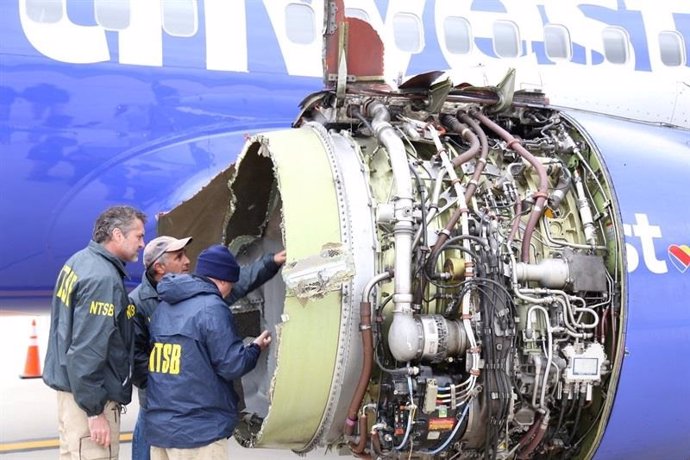 Motor del avión de Southwest que aterrizó de emergencia
