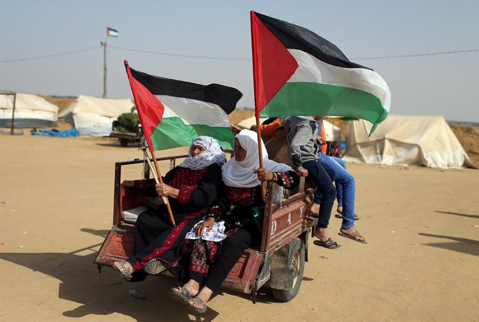 Acampada de protesta cerca de la frontera entre la Franja de Gaza e Israel