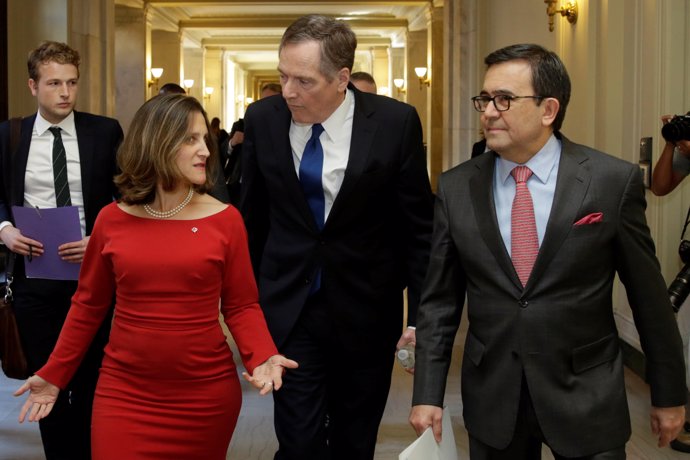 Chrystia Freeland, Robert Lighthizer e Ildefondo Guajardo