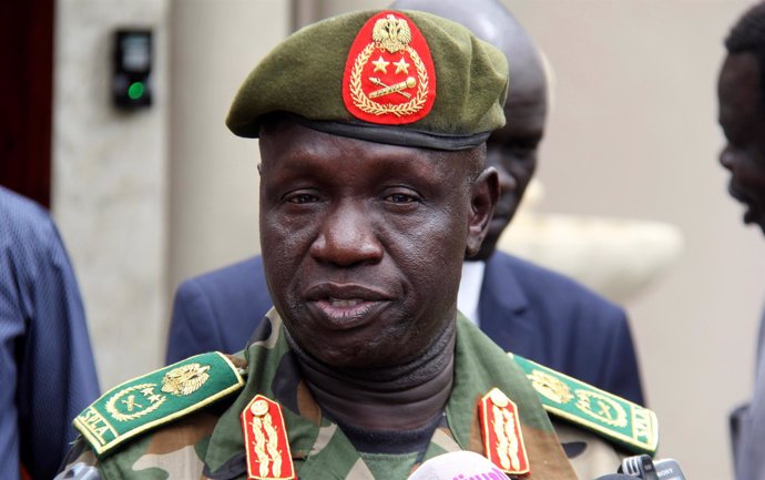 El general James Ajongo, jefe del Ejército sursudanés