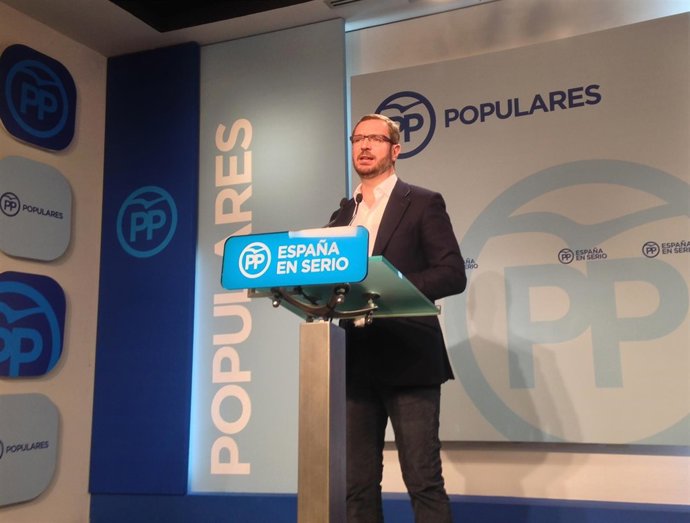 El vicesecretario de Sectorial del PP, Javier Maroto, en la sede del PP (Génova)