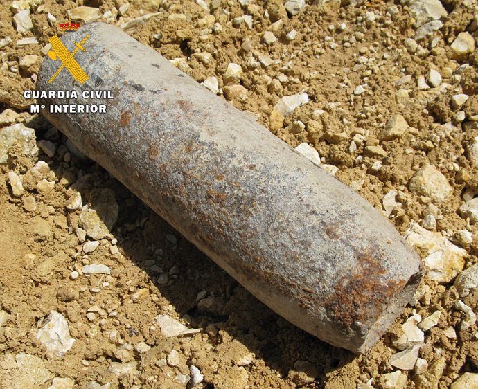 Imagen del proyectil de artillería encontrado en Burgos 20/04/2018