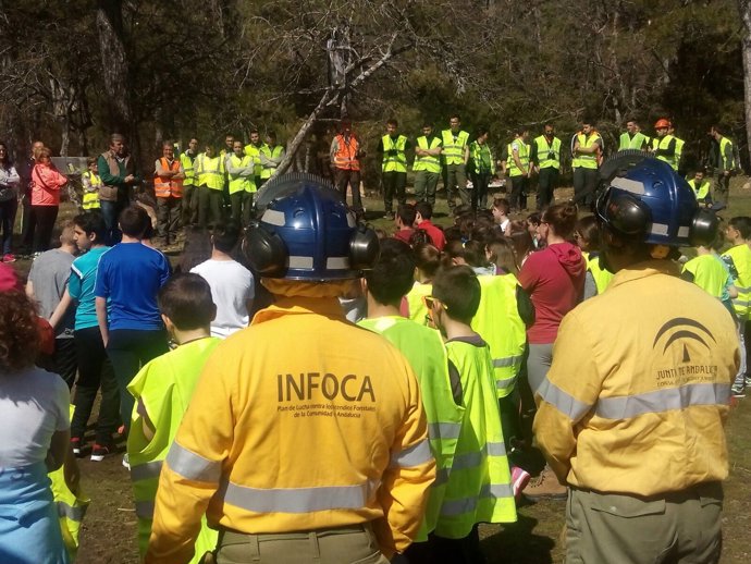 La Junta muestra a alumnos tareas de restauración del incendio de Segura 
