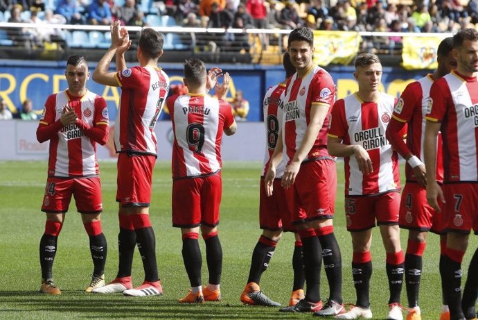 El Girona celebra su triunfo 