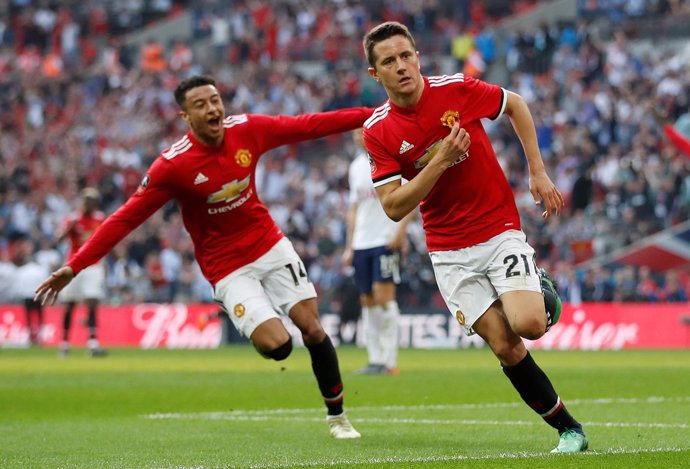 Ander Herrera celebra un gol con el Manchester United en la FA Cup